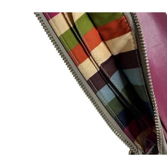 Coach Legacy Leather Zippy Wristlet Wallet Magenta Pink & Gray 7.5" Multi Slots - Picture 5 of 11